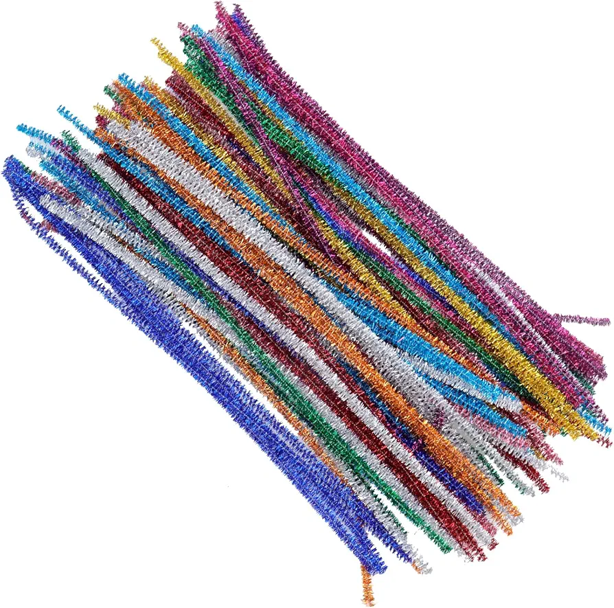 200Pcs Pipe Cleaners Glitter Craft Supplies Multi-Color Chenille Stems for Art and Craft Projects Creative DIY Decorations (6 mm x 11.81 Inch)