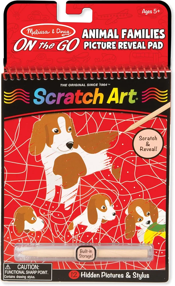 Melissa & Doug On the Go Scratch Art: Animal Families Hidden-Picture Activity Pad With Stylus