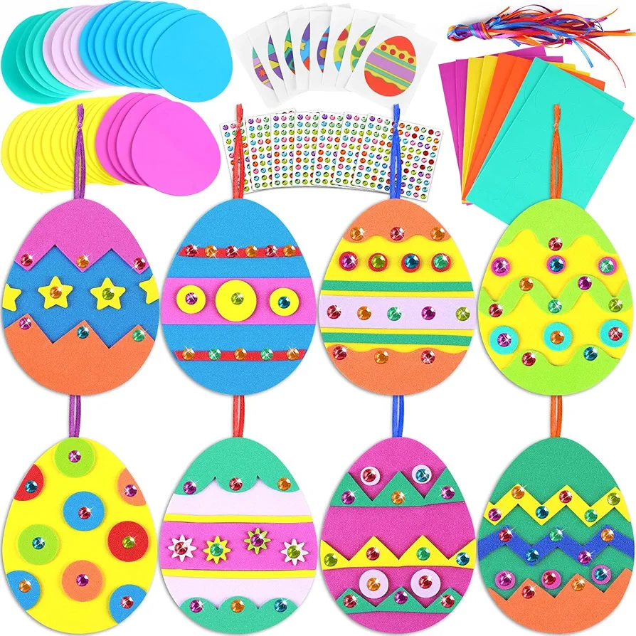 Qyeahkj 314 Pcs Easter Foam Craft for Kids Easter Egg DIY Magnet 32 Sets Easter Foam Egg Craft Spring Craft Kit 3D Easter Egg Foam Stickers Art Craft for Home Classroom Activities Easter Party Favor