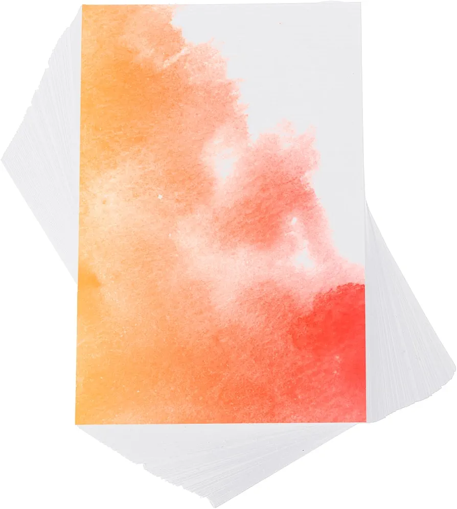 PATIKIL 100 Pcs Pure Cotton Watercolor Paper 140lb/300 GSM Water Coloring Paint Paper for Art Painting Watercolor Drawing Artist, 4x6 Inch