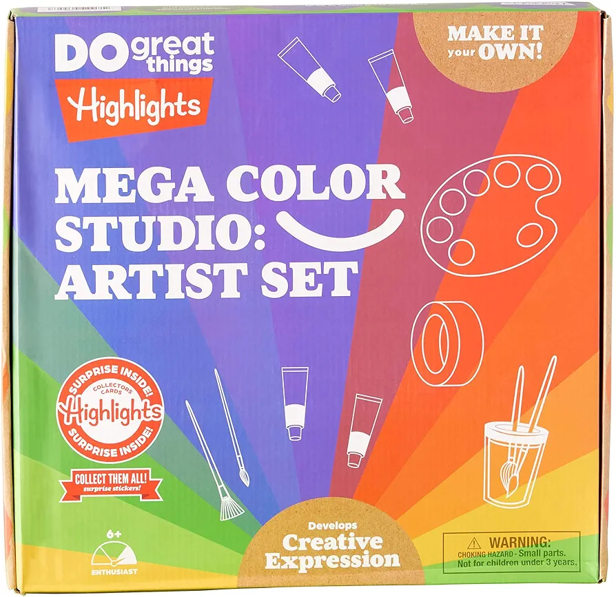 Highlights Mega Color Studio Artist Set for Kids, Acrylic Paints, Artist’s Paper, Color Wheel, Painters Palette, Kid-Friendly Activity Guide, Art Supplies for Kids Ages 6+
