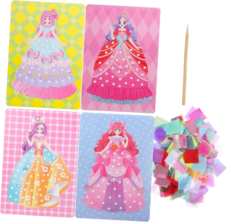 DIYEAH 1 Set and Draw Toys DIY Cross-Stitches Fabric Art Frenzy Toys Paper Craft Kits DIY Poking Dress up Boards Art Cross-Stitches Art Stitchwork Child Puncture Drawing Tool