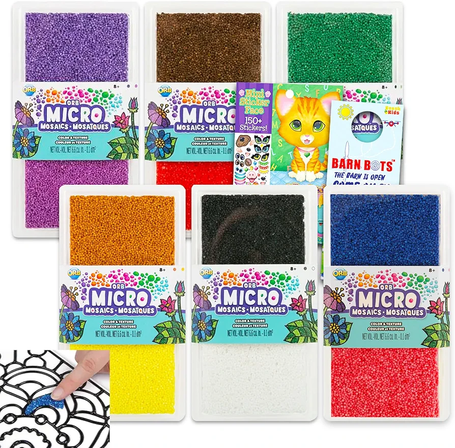 Game Party Micro Mosaics 12 Foam Pebbles for Kids Bundle - Set of 12 Different Colored Micro Mosaic Foam Pebbles, Stickers, & More | Children Arts & Crafts (Fun Indoor Activity)
