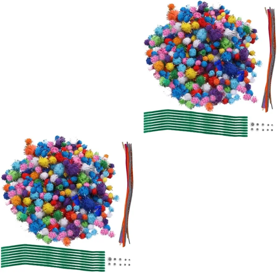 Operitacx 2 Sets 240pcs DIY Fur Ball Set Chenille Stem for Arts Chenille Stem Crafting Tinsel Stems Flash Toy Decor Colorful Strips Polypropylene Yarn Accessories Toddler Bendable