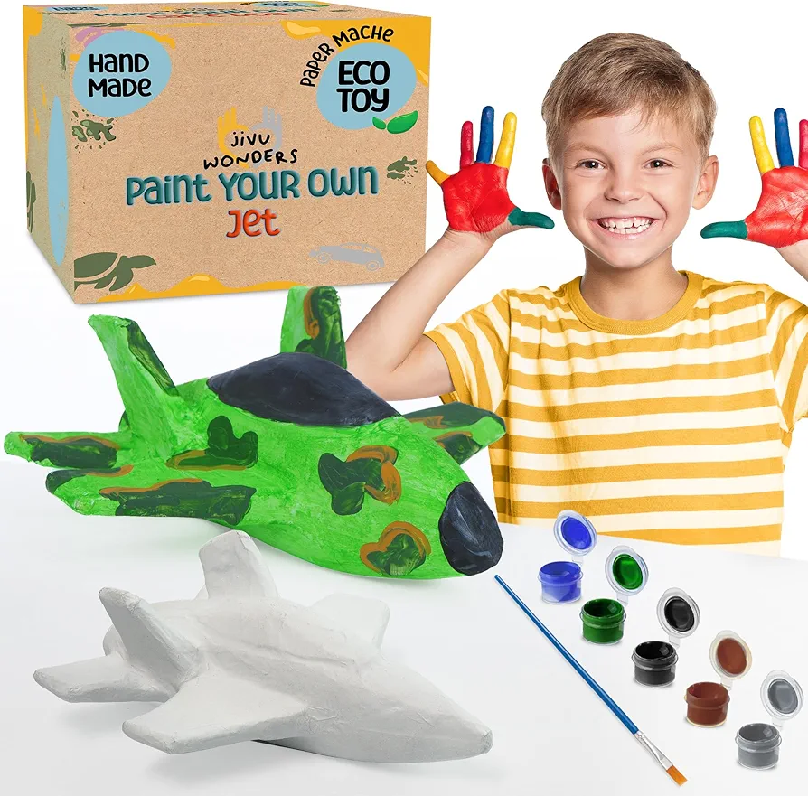 Jivu Wonders Paper Mache Jet Plane Figurines for Adults & Kids Crafts Sustainable Supplies Paint Personalize Decorate Handmade Ready to Paint Jet Plane Figurines DIY Crafts for Boys and Girls