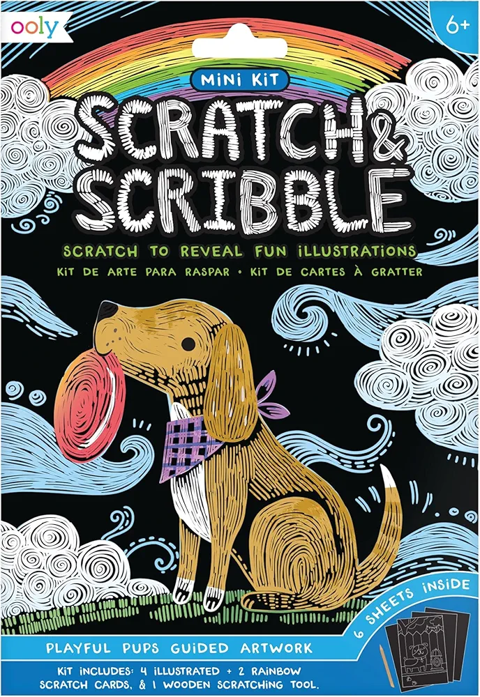 Ooly Mini Scratch & Scribble Art Kit: Playful Pups