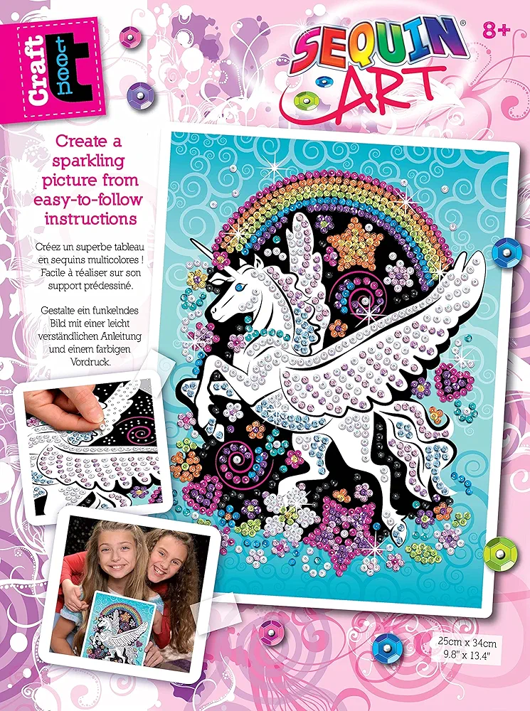 Sequin Art 2106 Winged Unicorn Craft Kit from The Craft Teen Range, Multi Color