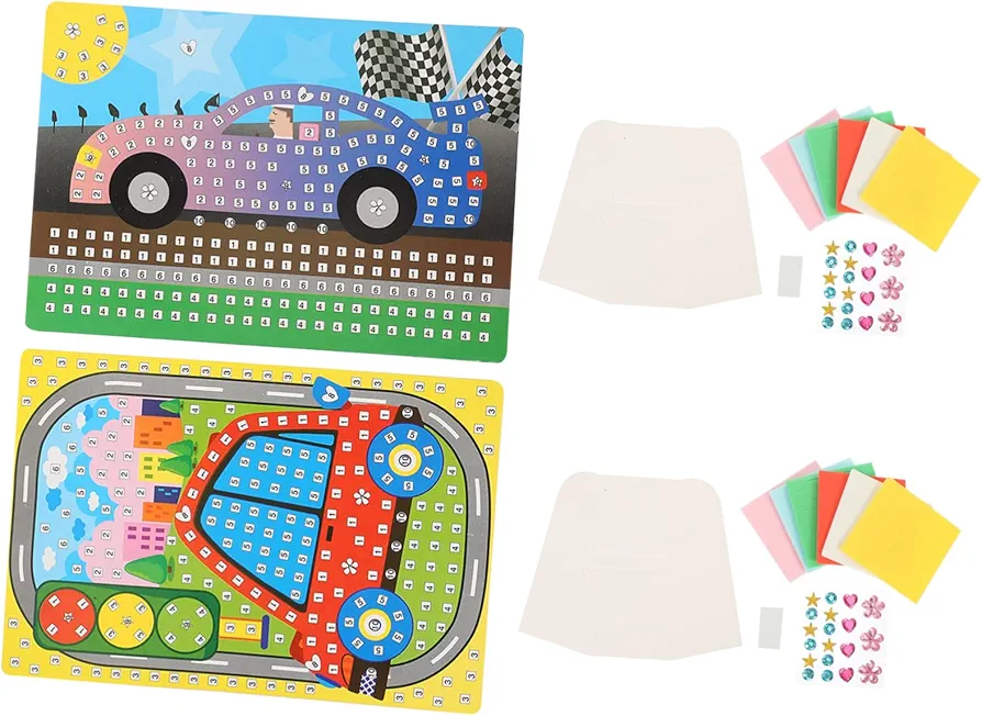 Alasum 2 Sets DIY Mosaic Stickers Diamonds cat Mosaic Sticker owl Mosaic Tile Art kit Sticker Mosaics Diamond Art Picture Diamond Art for Kids Pictures Craft Rhinestones eva Child Jigsaw