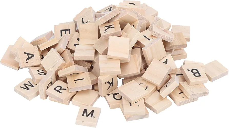 TOPINCN Wooden Letter Tiles Craft Set for Arts and Crafts Children Educational Toy Wood Block Puzzle Unfinished Wood