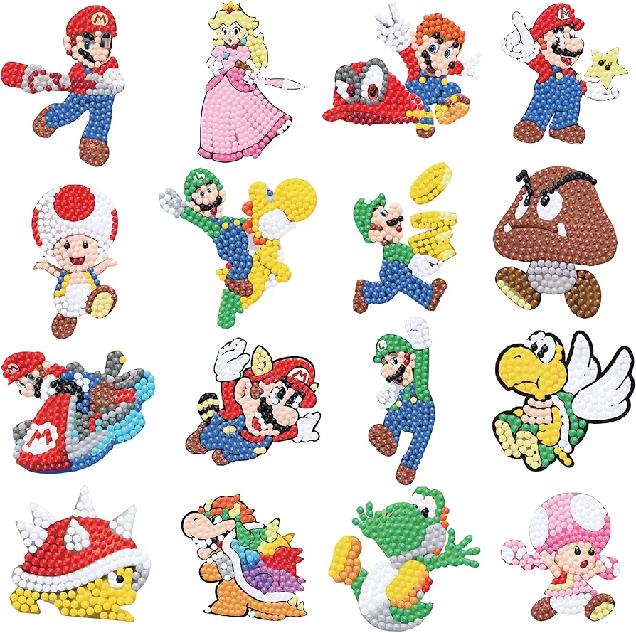 TRUMIL 16 Pcs 5D Diamond art Stickers Kits for Kids Arts and Crafts for Kids Ages 8-12 Easy to DIY Creative Diamond Mosaic Sticker Craft by Numbers Kits Boys and Girls Birthday Gifts