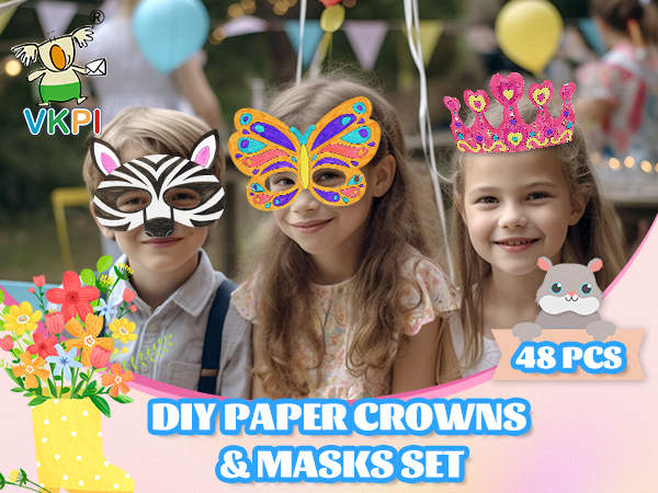 make color your own paper masks and crowns