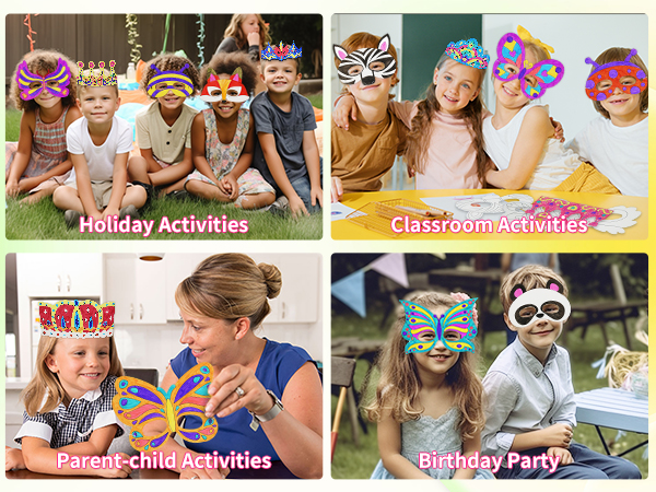 make color your own paper masks and crowns