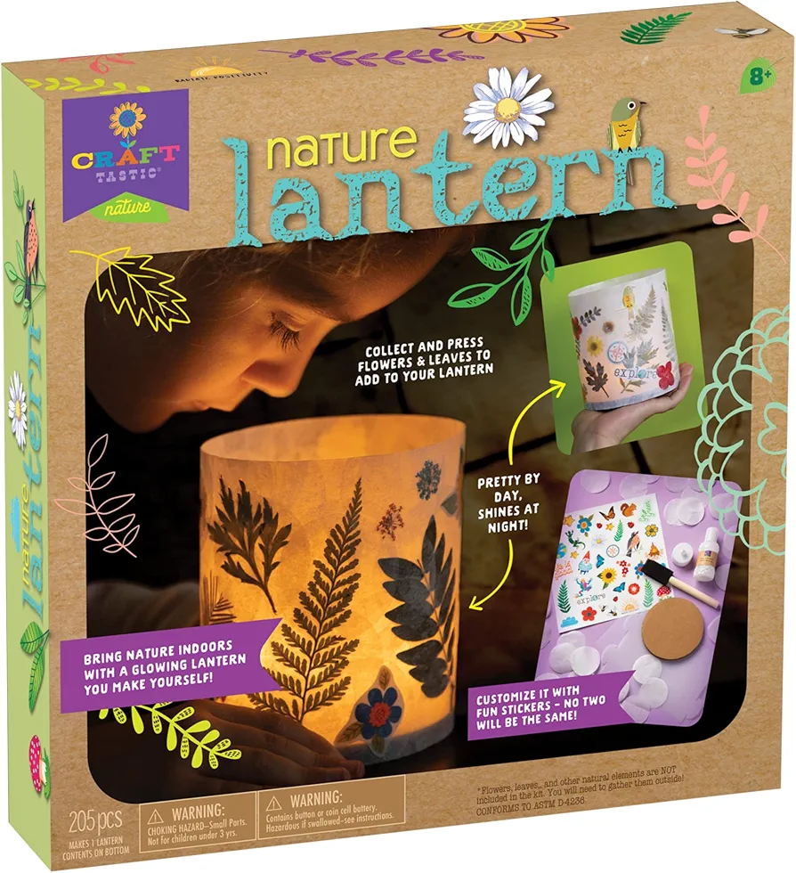 PlayMonster Craft-Tastic Nature Lantern - Nature DIY Craft Kit - Outdoor Crafting Fun - Bring Nature Inside - Comes with Material to Make Lantern with Tea Light - Ages 8+