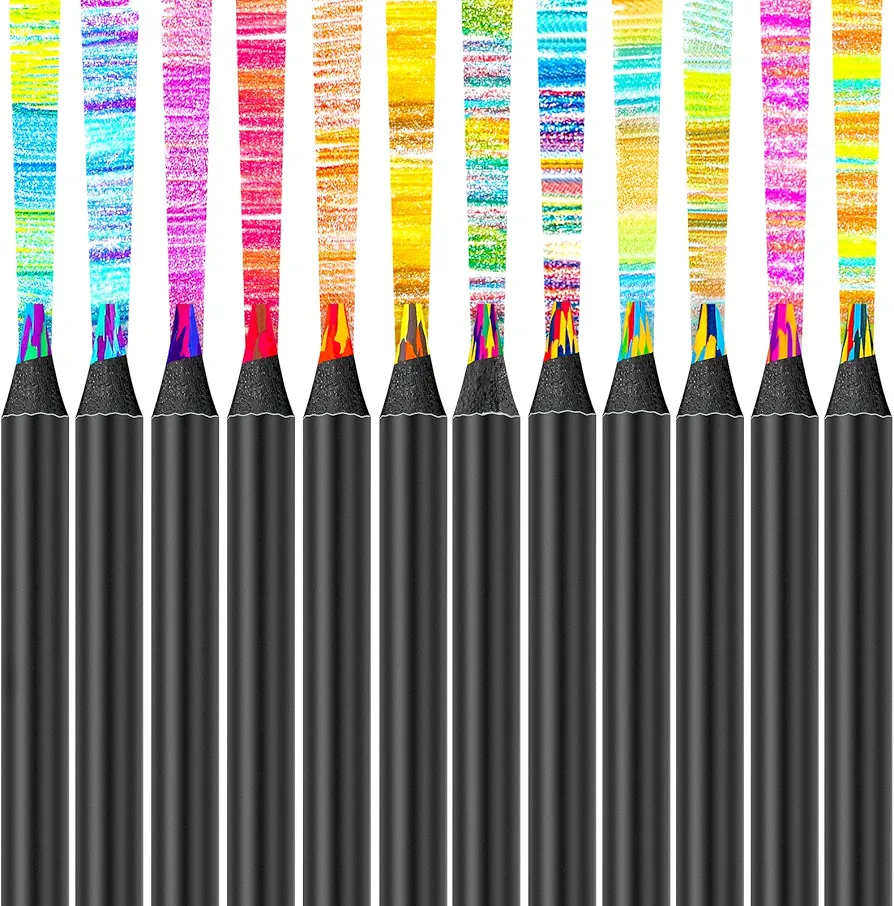 12-Color Rainbow Pencils Aesthetic Jumbo Colored Pencils for Adult Coloring Sketching Drawing, Cute Drawing Kit Fun Pencils Cool Gifts Stuff Art Supplies for Adults Kids, School Supplies