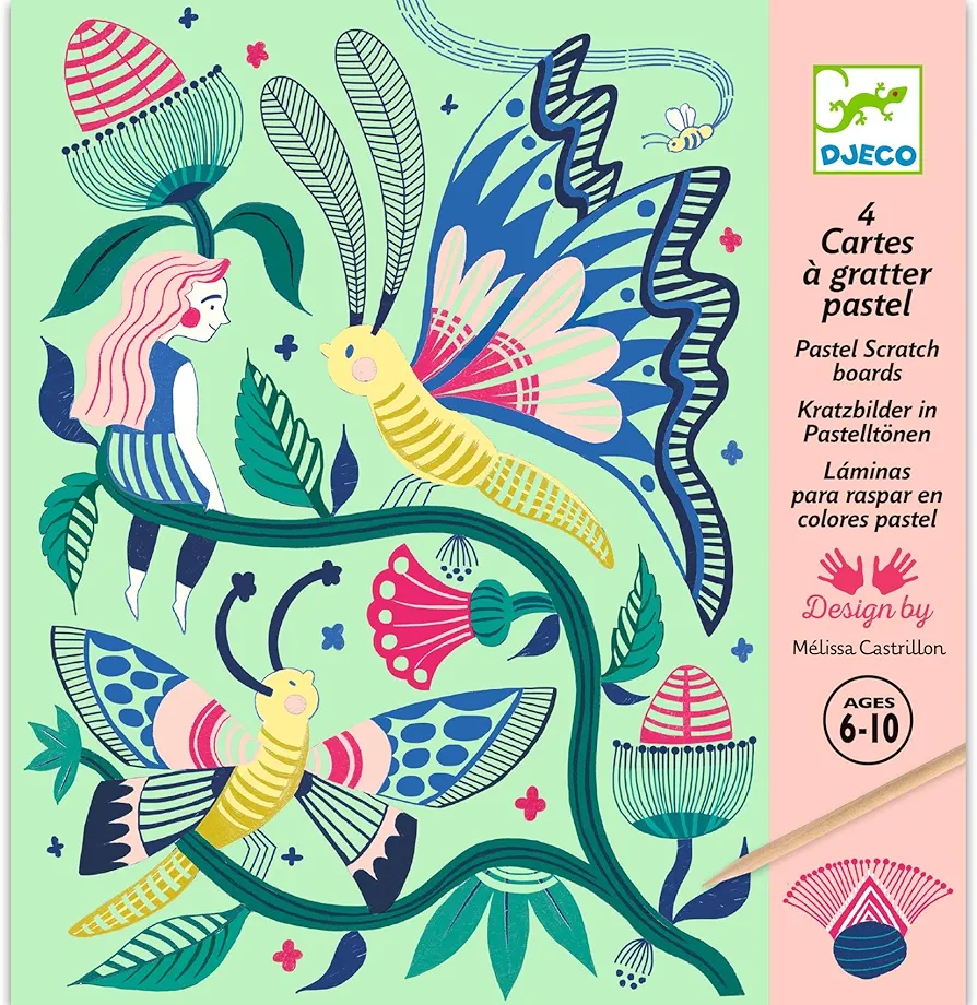 DJECO Scratch Cards Art Kit - Fantasy Garden