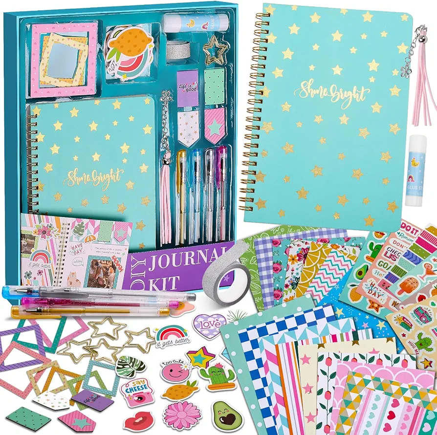 DIY Journal Kit for Girls Age of 8-14 Years Old, Birthday Gifts & Trendy Craft Sets - Unleash Creativity with Scrapbook, Diary, and Arts & Crafts - Journaling Fun for Preteen & Teenage Girl Gifts