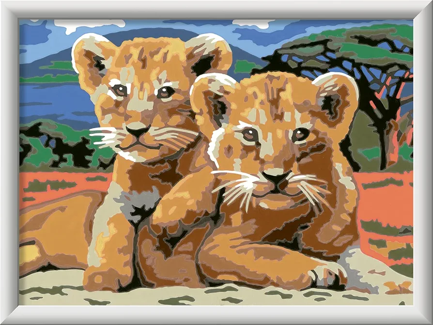 Ravensburger Little Lion Cubs Paint by Numbers Kit for Kids - 23616 - Painting Arts and Crafts for Ages 11 and Up