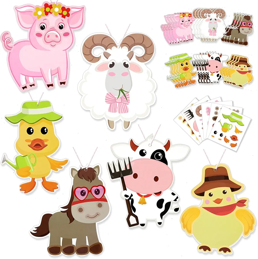Sureio 24 Set Farm Animal Craft Kits DIY Farm Craft for Kids Farm Animal Craft Make Your Own Animal Simple Animal Crafts for Boys Girls Party Favors Decoration Rewards Home Class Game Activities