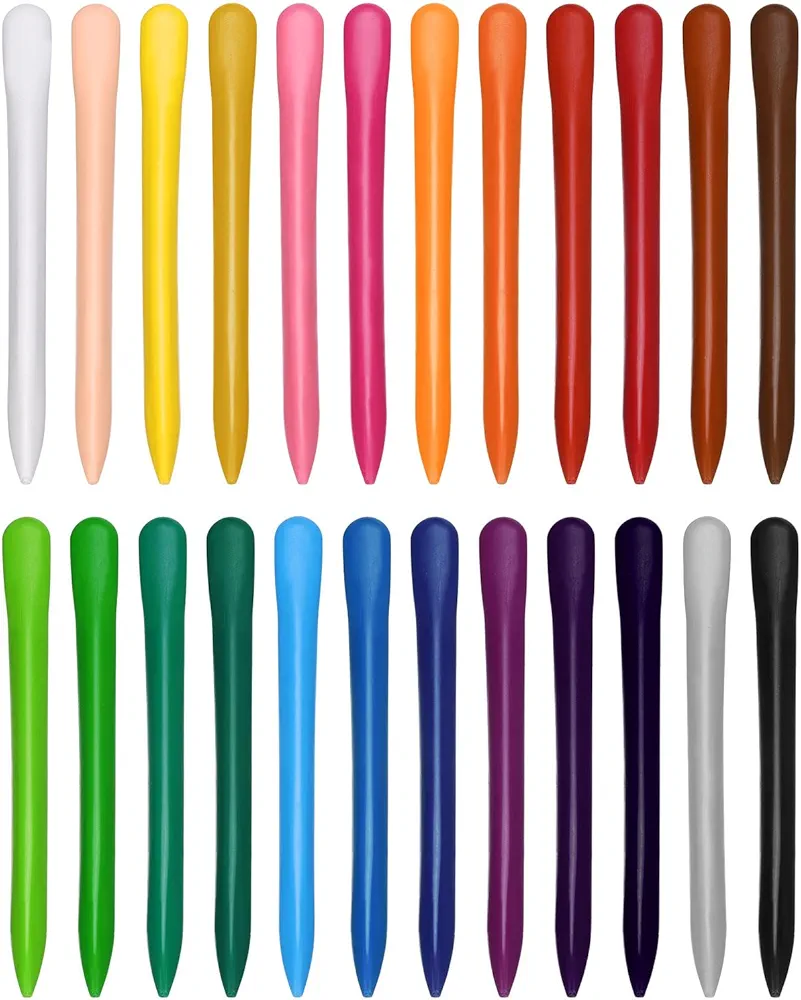 PATIKIL Washable Crayons, 24Pcs 24 Colors Easy to Grip Triangle Long Shape Crayon with Box for Art Craft Supplies Drawing Learning & Practice Festival Gift