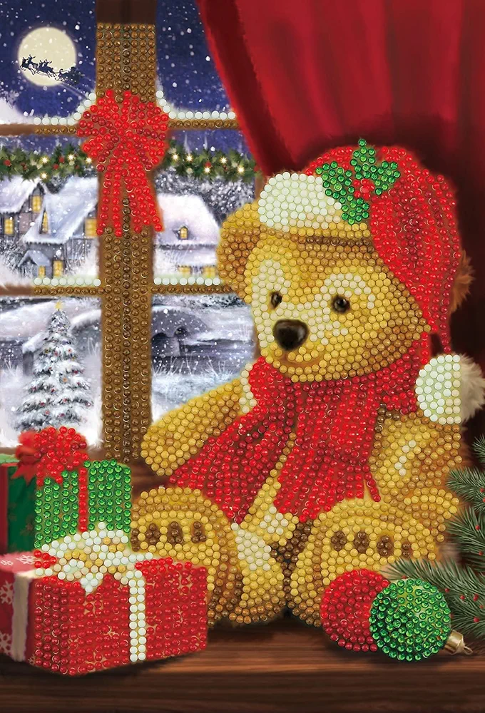 Crystal Art Notebook - Festive Teddy - Create a Sparkling Notebook Cover Using Crystals - for Ages 8 and up