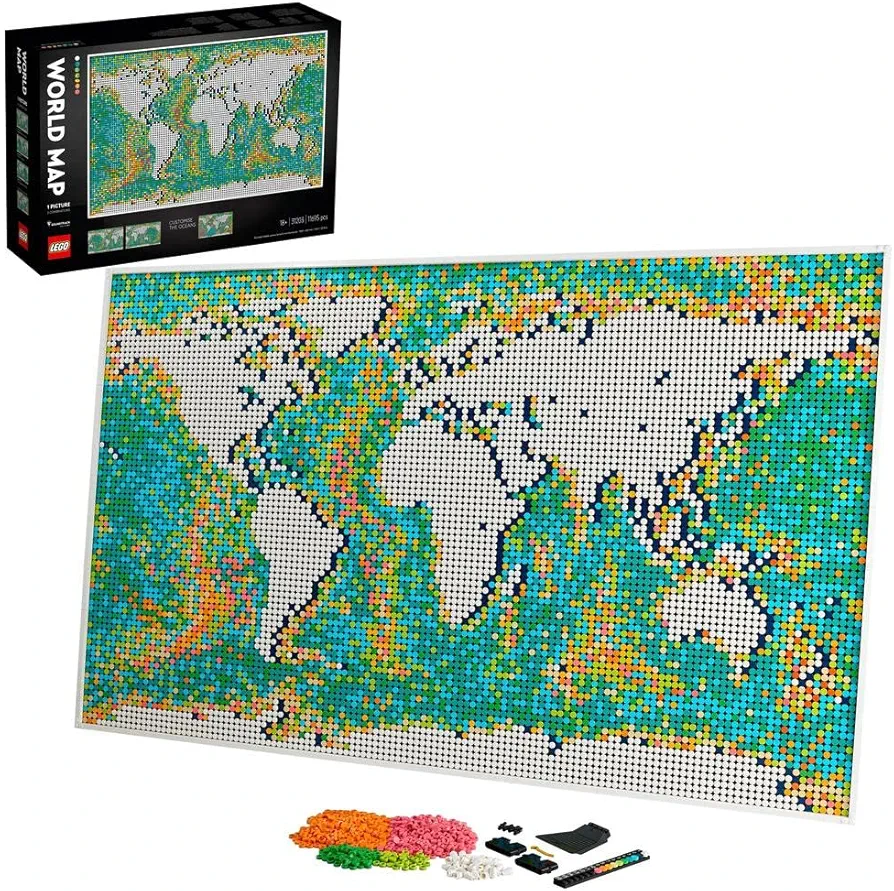 LEGO Art Craft Kit; Meaningful, Detailed 31203 LEGO Wall Art for DIY and Map Enthusiasts