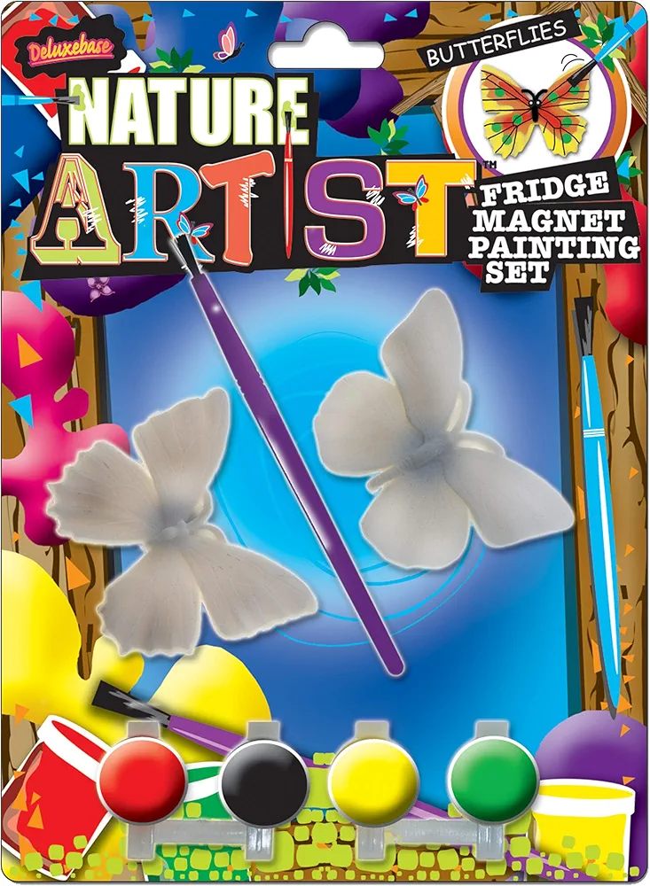 Nature Artist Butterfly - Fridge Magnet Painting Set. Colorful Arts and Crafts for Kids. These Paint Your Own Educational Toys are ideal Butterfly Party Favors and Party Bag Toys for Boys & Girls