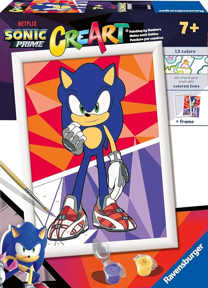 Ravensburger CreArt Sonic The Hedgehog Paint by Numbers for Children - Painting Arts and Crafts Kits for Kids Age 7 Years Up