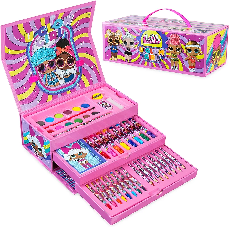 L.O.L. Surprise! Crafts for Kids Art Set Lol Doll 40+ Pieces Set Colouring Pencils Felt Tip Pens for Children Art Supplies LOL Gifts for Girls (Multicolor)