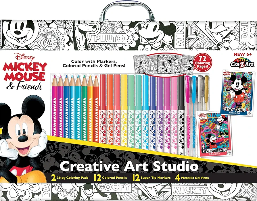 Disney Mickey Mouse and Friends 30 Piece Creative Art Studio Portable Art Set by CRA-Z-Art - Amazon Exclusive Art Set with Markers, Color Pencils and Gel Pens