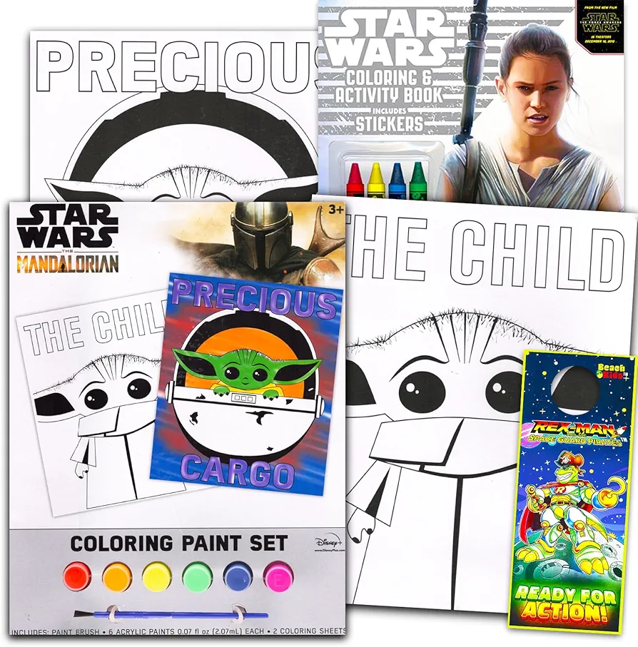 Disney Baby Yoda Paint Posters Set - Bundle with Star Wars Painting Activity Book with Coloring Pages, Stickers, and More | Baby Yoda Coloring and Activities for Toddlers, Kids