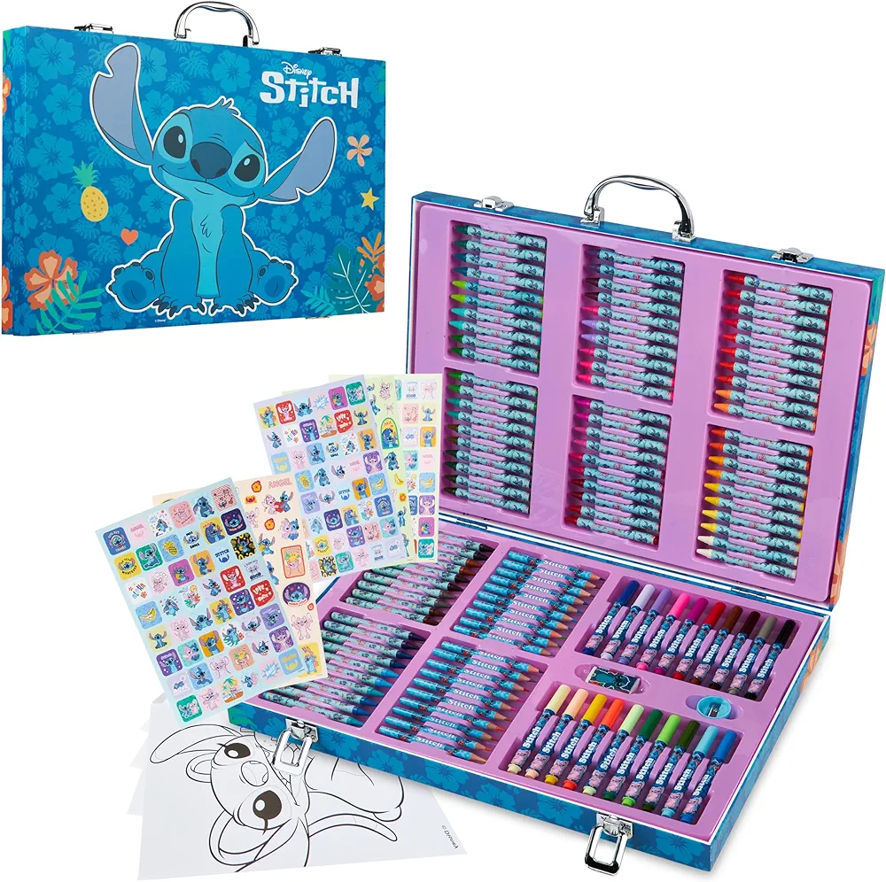 Disney Stitch Art Set for Kids 130+ Pieces Frozen Colouring Pencils Colouring Crayons Princess Art Supplies Stitch Gifts (Multi Stitch Set)