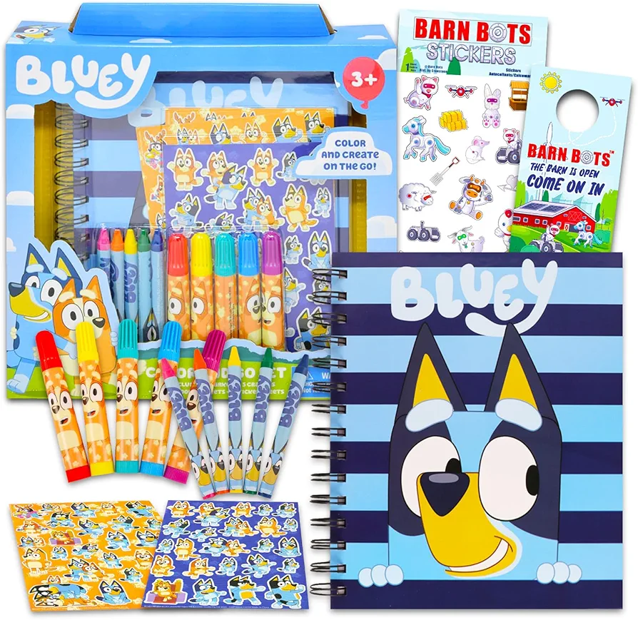 Disney Bluey Color & Go Bundle for Kids - Bluey Art Kit with Coloring Utensils, Sketchbook, Stickers, and More Bluey Arts and Crafts Kit