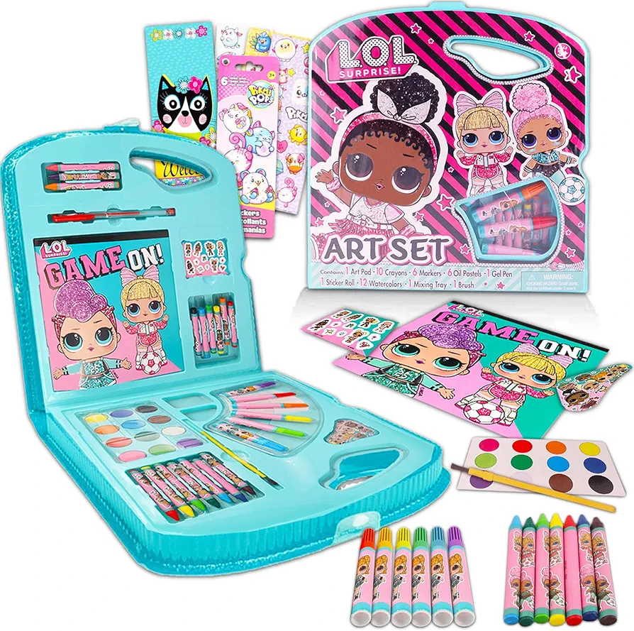 L O L LOL Doll Art Set Bundle for Kids, Girls ~ 40 Pc LOL Doll Art Kit with Coloring Utensils, Brushes, Art Pad, Stickers and More! (LOL Doll Color Kit)