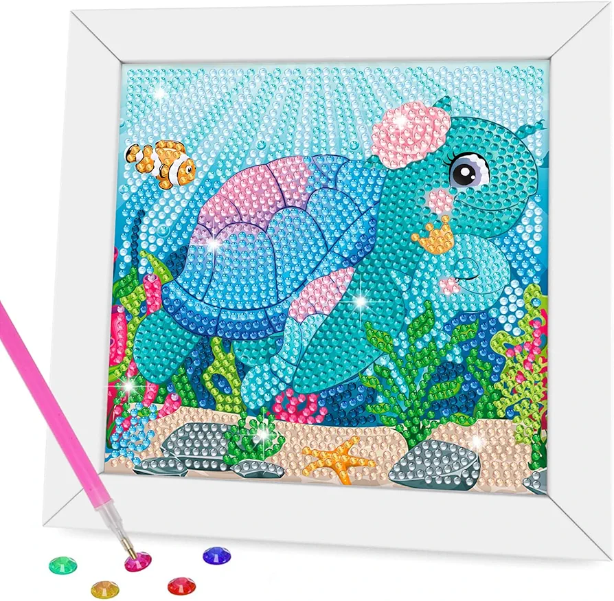 Diamond Art Kits for Kids with Wooden Frame - Crafts for Girls 8-12 - Diamond Art Painting Dots Paint by Number - Arts and Crafts for Kids Ages 4-6 8-12 - GEM Art for Adult Beginners Home Wall Decor