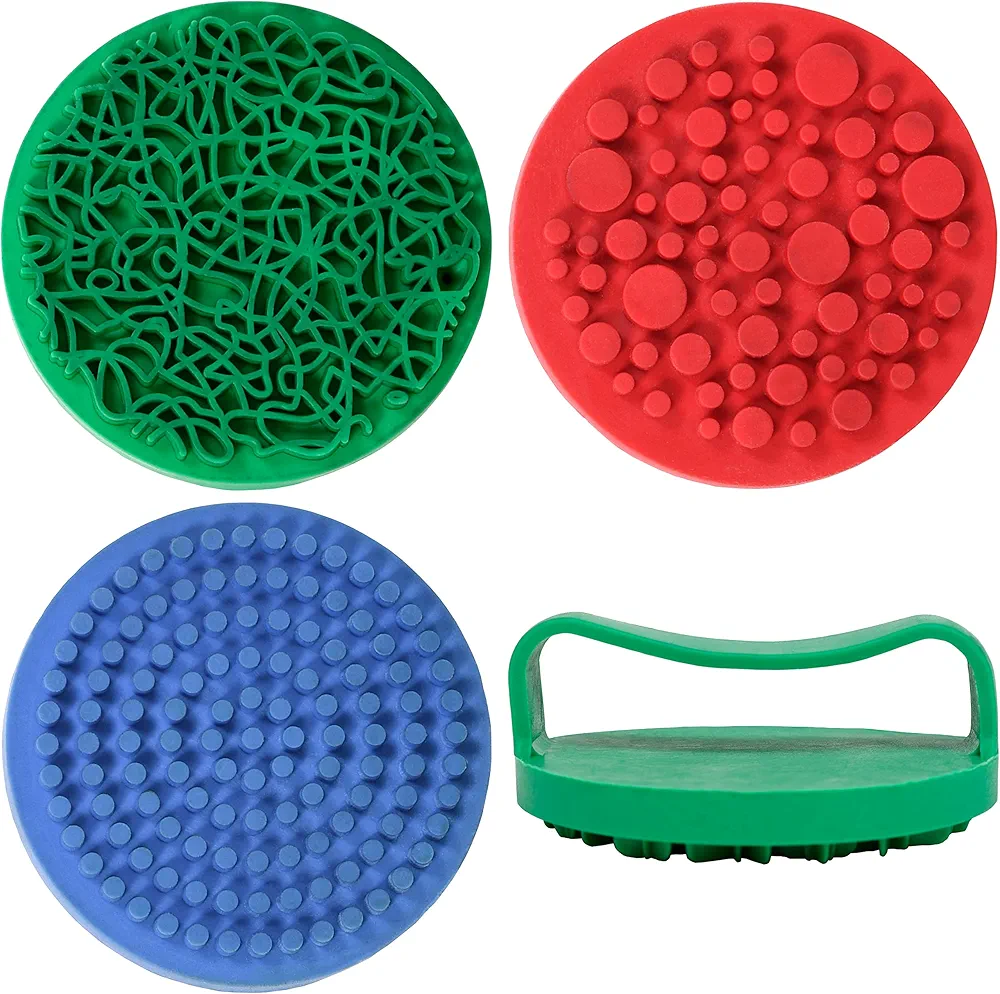 READY 2 LEARN Paint and Dough Palm Printers - Set of 4 - Arts and Crafts Rubber Stampers for Kids - DIY Patterns and Effects