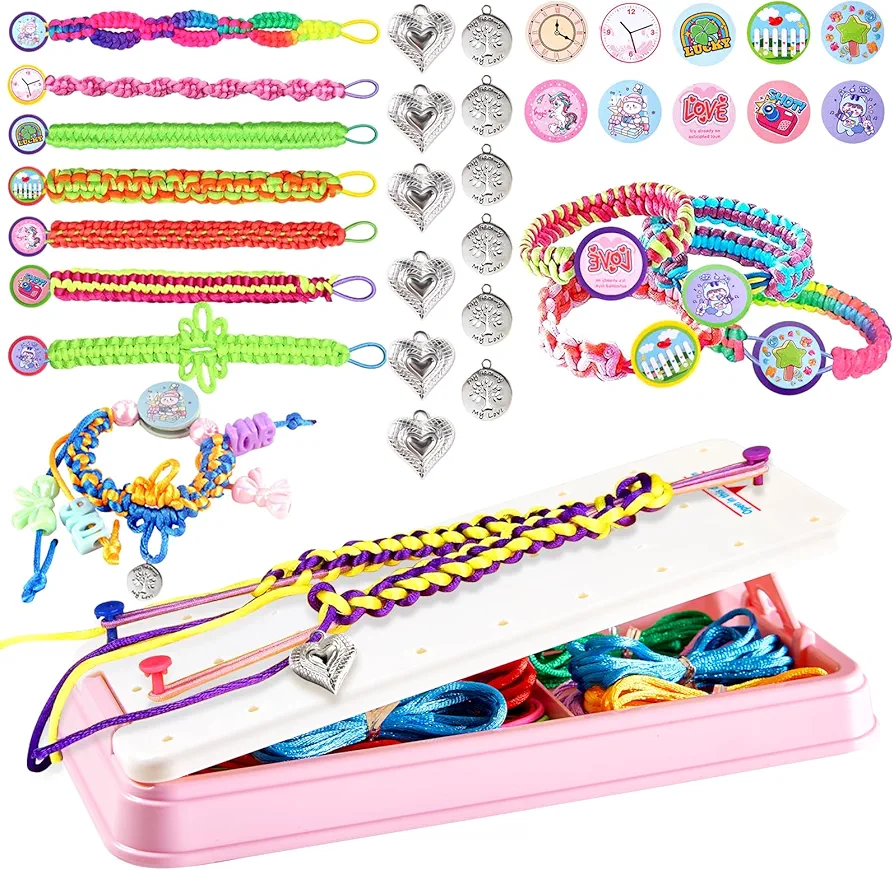 Friendship Bracelet Making Kit for Girls, Arts and Crafts for Kids Girls, Toys Gifts for 8 9 10 11 12 Year Old Girls, Birthday Present for Teen Girl, Bracelet DIY, Popular Kids Travel Activity Set