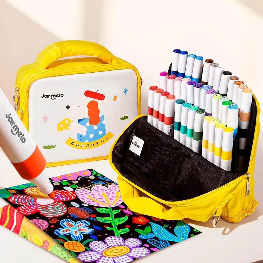 36 Colors Acrylic Markers - Ultra Soft Nib,Arts and Crafts Coloring Markers Set for Kids, Back to School Supplies for Kids, Nontoxic, Markers with Cheese Bag