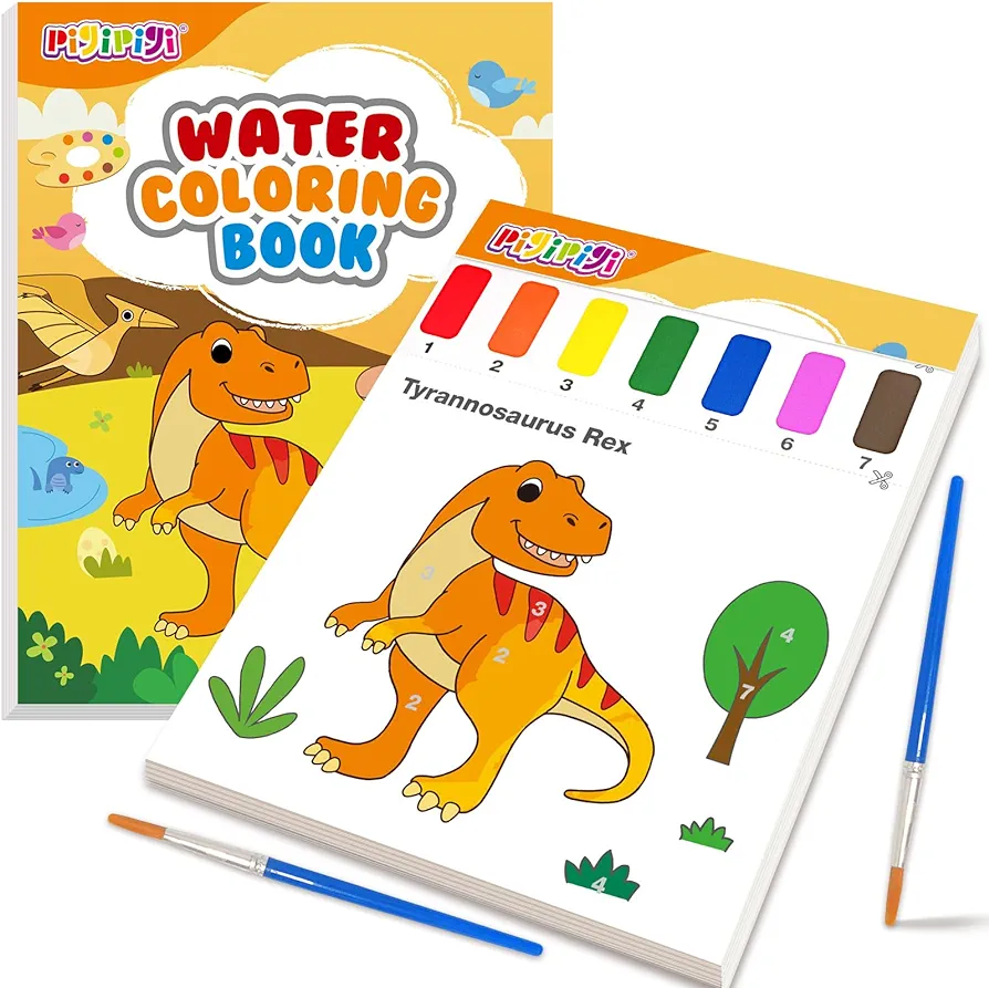 pigipigi Paint with Water Coloring Books: Dinosaur Watercolor Painting Activities for Kids Boy Girl Ages 4 5 6 7 8 Arts and Crafts for Easter Birthday Christmas Toy Gifts