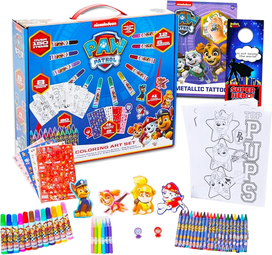 Paw Patrol Art Set for Kids - Bundle with Paw Patrol Art Kit with Coloring Pages, Stickers, Stampers, Tattoos, and More | Paw Patrol Art Activity Kit for Boys, Girls