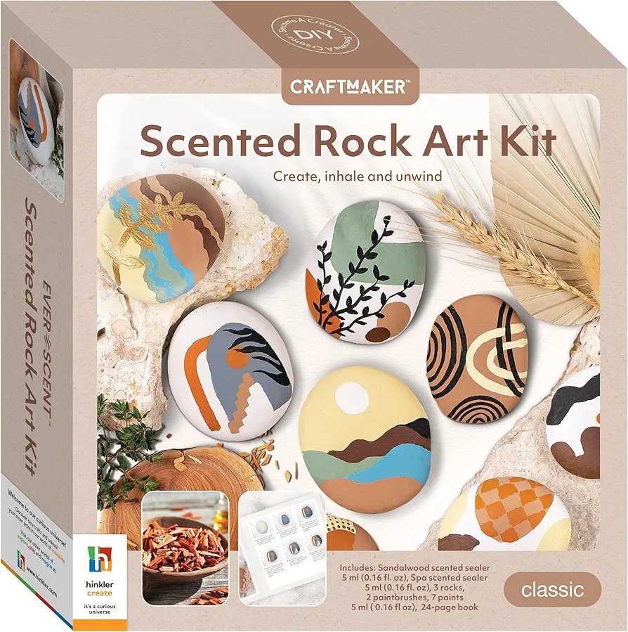 Craft Maker: Scented Rock Art Kit - DIY Rock Painting for Adults, All-in-1 Kit, Spa & Sandalwood Scented Sealers, Unique Easy-to-Follow Projects