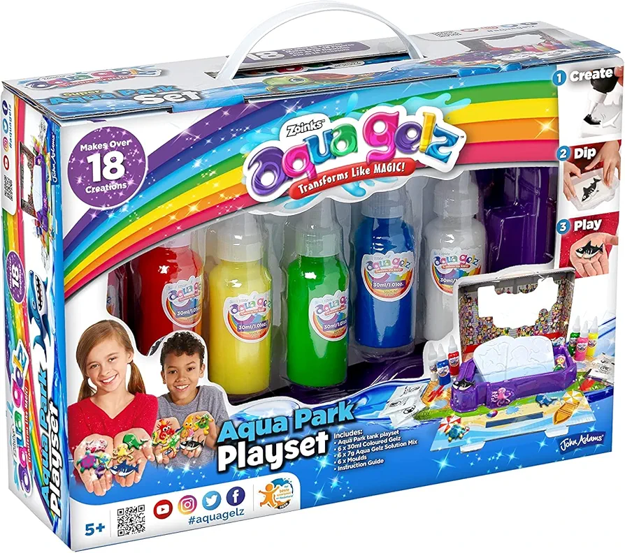 Aqua Gelz™ 3D Magic Gel Create Soft Figures Craft Kit Unique Arts & Crafts for Kids Squishy Maker Machine Water Toys Kid Toys for Girls Boys Make Your Own Squishies (Aqua Park Playset)