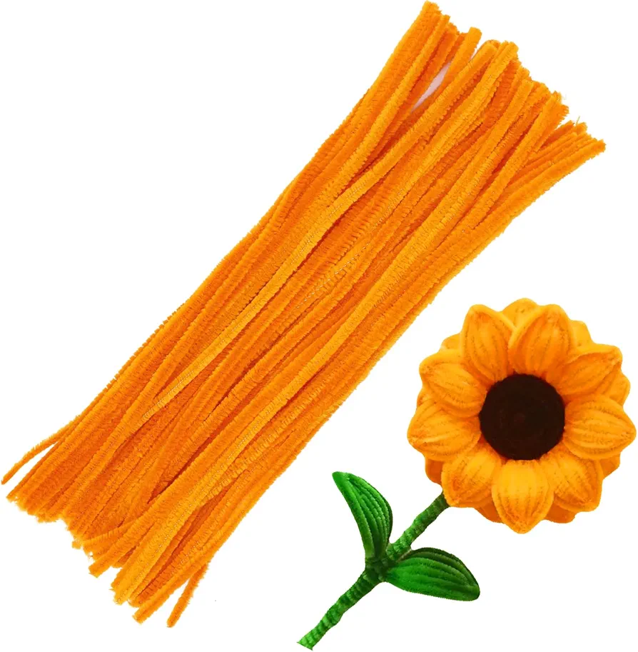 60 Pieces Orange Pipe Cleaners, Christmas Craft Pipe Cleaners,Pipe Cleaners Chenille Stem,Pipe Cleaners Bulk,Art Pipe Cleaners for Creative Home Decoration Supplies Arts and Crafts Project