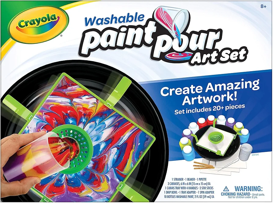 Crayola Washable Paint Pour Set, 20pc Paint Set, Gift for Kids, 8, 9, 10, 11