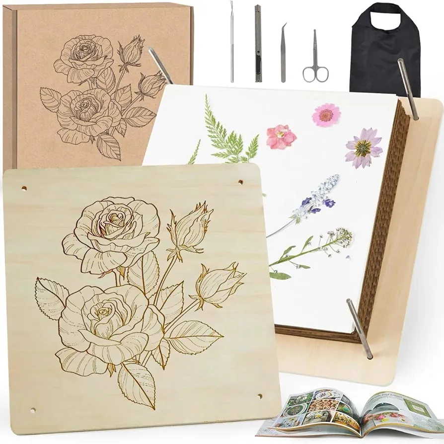 GTQYYF Extra Large Flower Press Kit 10.8 x10.8 inches with Storage Bag,Solid Wood Flower Press Kit - DIY Arts and Craft Kit 10 -Layers, Ideal Gift for Flower & Plant Lovers