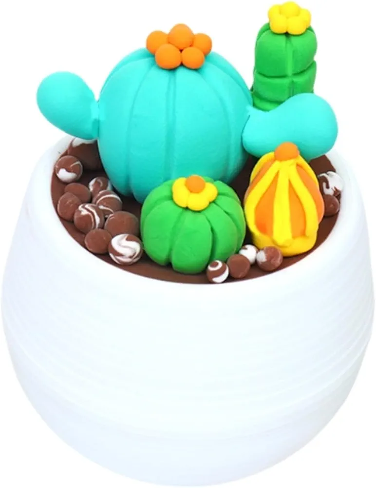 Air Dry Clay，Girls DIY Toy Arts and Crafts Kits for Kids，Plasticine Potted Art Toys for Girls Boys Ages 3 4 5 6 7 8 9 10 11 12 Years Old，Girl Kids Toys Clay Flowers (Spherical Cactus)