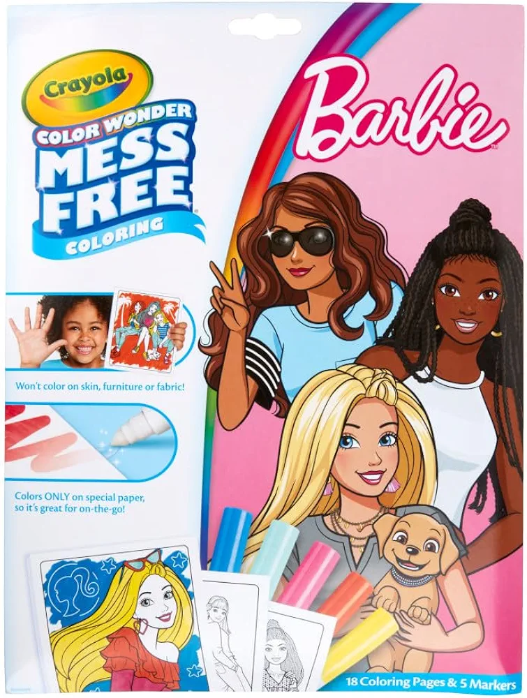 Crayola Color Wonder, Barbie Coloring Book Pages & Markers, Mess Free Coloring Kit, Barbie Gift for Kids, Ages 3, 4, 5, 6