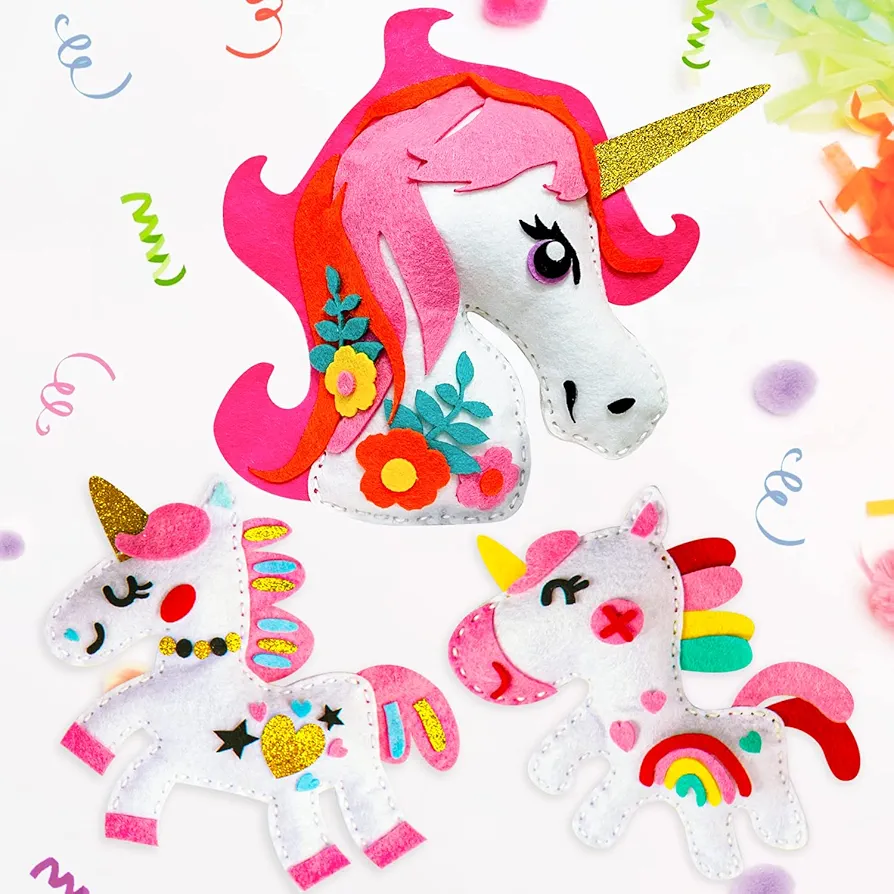 MAOROSIS Unicorn Sewing Kit for Beginner Kids Arts & Crafts 5-12 Years Girls Gift, Easy DIY Projects Unicorn Crafts Stuffed Animal Felt Plushie for Girls and Boys Sewing Crafts Set