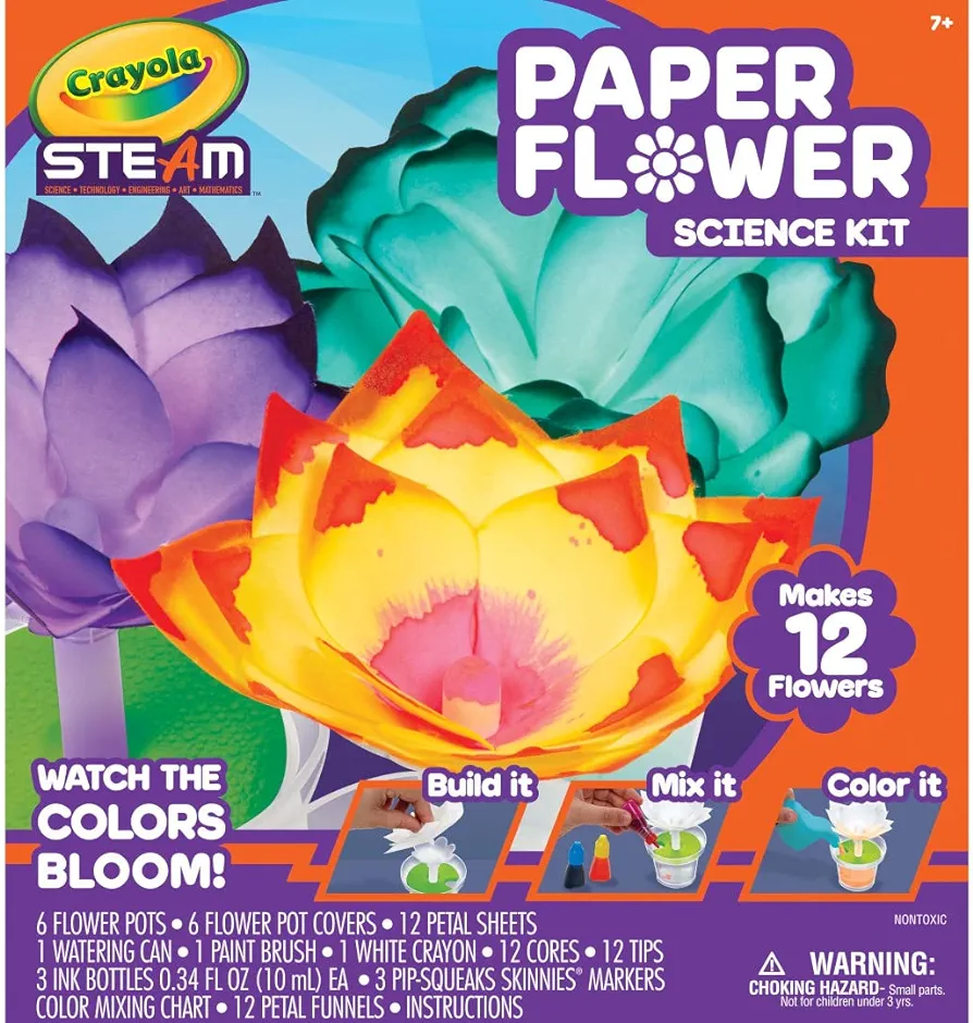 Crayola Paper Flower Science Kit, Color Changing Flowers, Gift for Kids Ages 7, 8, 9, 10