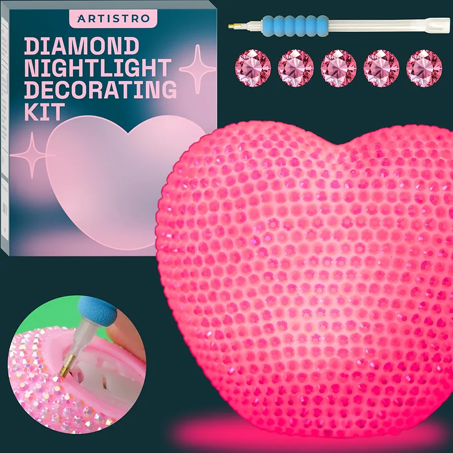 ARTISTRO Diamond Art Kits for Adults & Kids, Arts & Crafts for Kids Ages 8-12, Cute Lamp Nightlight for Kids Room, Gem Art Supplies for Kids 9-12, Diamond Painting Kawaii Room Decor, Teen Girl Gifts