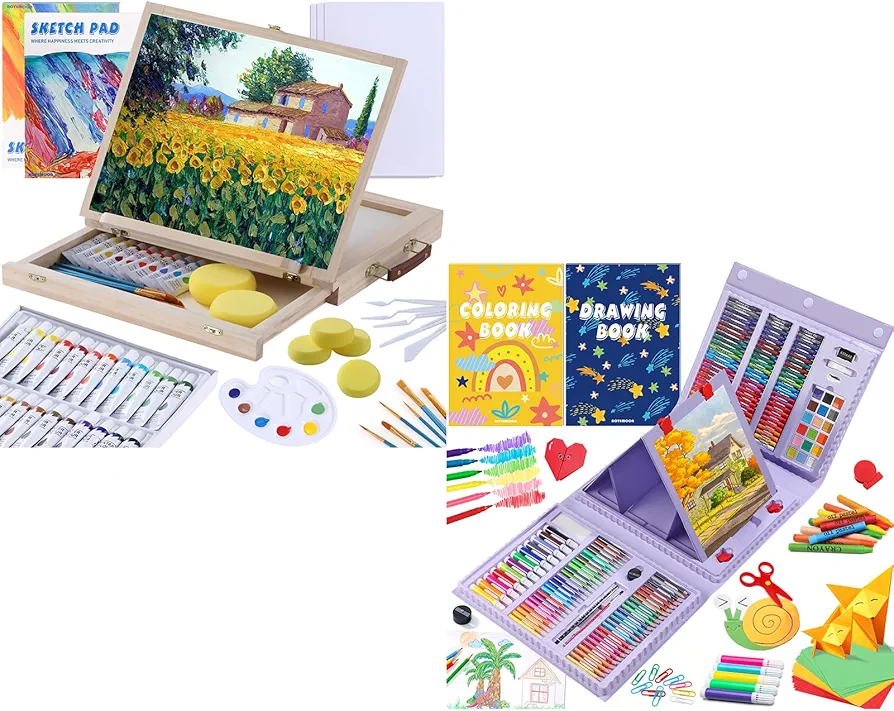 Drawing Art Supplies and Watercolor Paint Set for Kids Beginners, Premium Art and Craft Well-Organized Kits, Fantastic Gifts for Boys Girls and Teen Beginners That Love to Draw